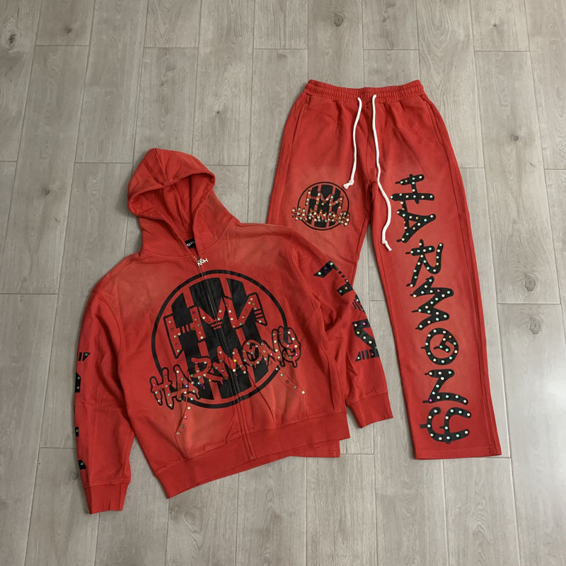 Embroidery Cotton - 패션 스트리트 패션 브랜드 HARMONY 후드티와