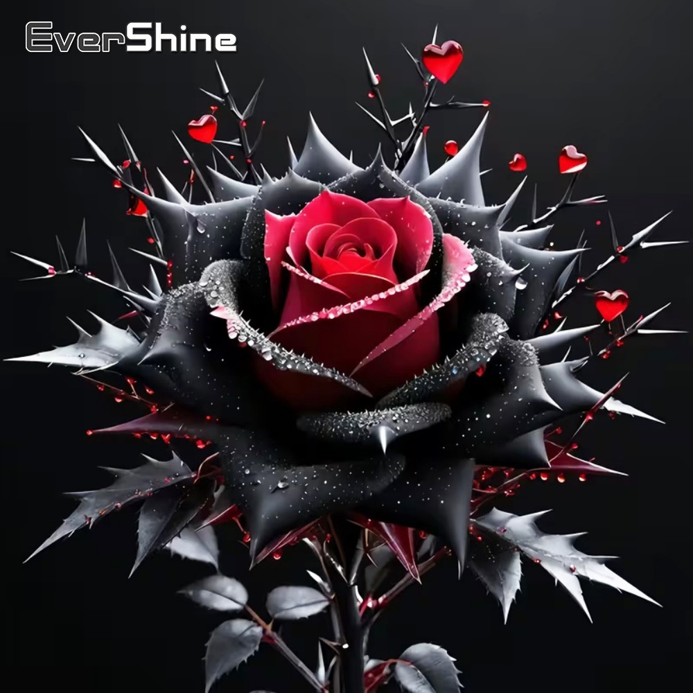 Embroidery Rose Stitch - 에버샤인 다이아몬드 페인팅 장미꽃 모자이크 아크릴