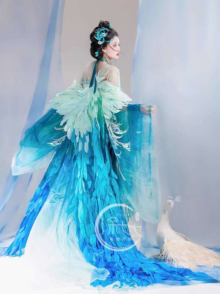 Embroidery Cotton Shirt - 새로운 Peacock Hanfu 여성 패션 중공업