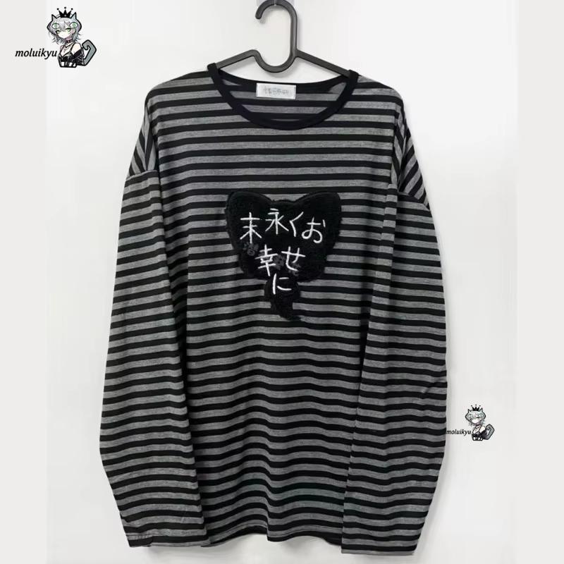 Y2K 아메리칸 펑크 빈티지 O 넥 긴팔 셔츠 올 매치 - Embroidery Cotton 리뷰 및 가격