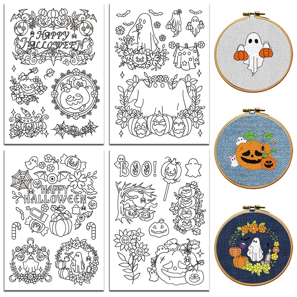 초보자를 위한 물에 녹는 자수 패턴 세트: 얼굴과 호박 - Embroidery For Beginners 리뷰 및 가격