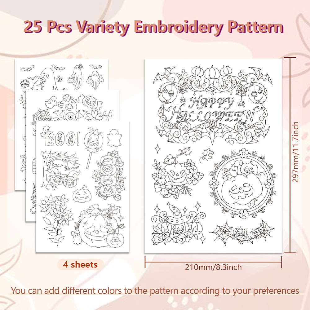 초보자를 위한 물에 녹는 자수 패턴 세트: 얼굴과 호박 - Embroidery For Beginners 리뷰 및 가격