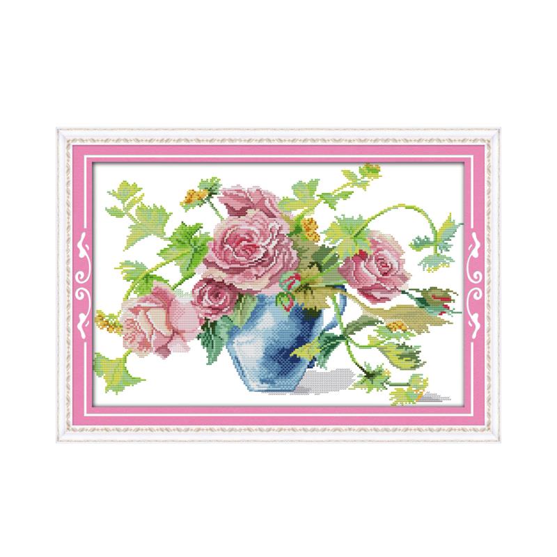 꽃 장미 크로스 스티치 키트 꽃 14ct 인쇄 패브릭  - Embroidery Rose Stitch 리뷰 및 가격