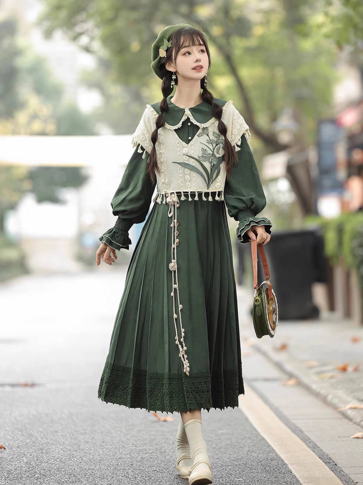 새로운 중국 스타일 빈티지 그린 로리타 드레스 세트,  - Embroidery Cotton 리뷰 및 가격