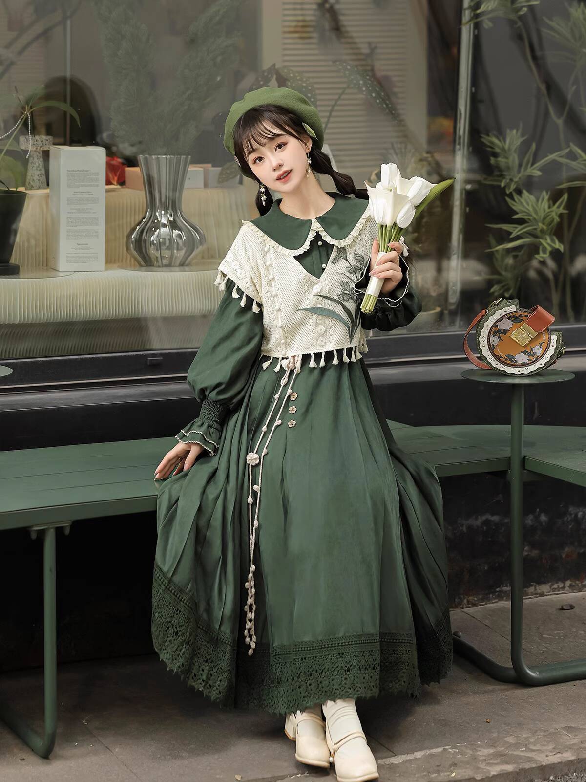 새로운 중국 스타일 빈티지 그린 로리타 드레스 세트,  - Embroidery Cotton 리뷰 및 가격