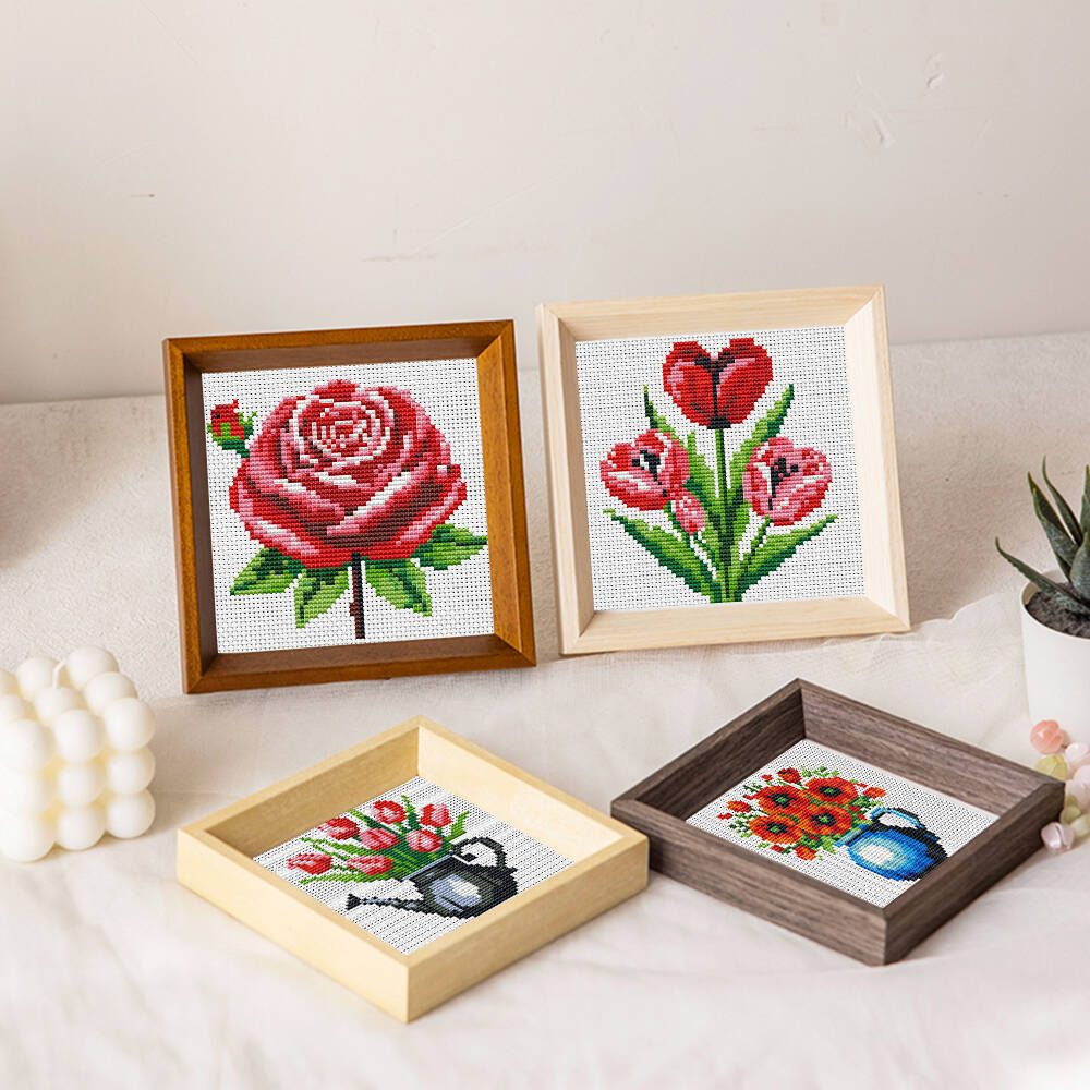 Evershine 8pcs 미니 꽃 크로스 스티치 꽃병 - Embroidery Rose Stitch 리뷰 및 가격