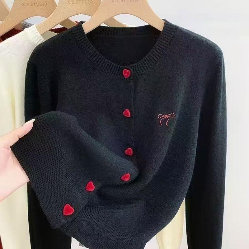 여성 의류 빈티지 러브 버튼 니트 카디건 가을/겨울 패 - Embroidery Love 리뷰 및 가격
