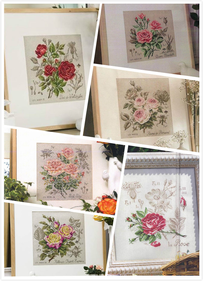 Dfea-플라워 시리즈 로즈 크로스 스티치 세트, 중국 - Embroidery Rose Stitch 리뷰 및 가격