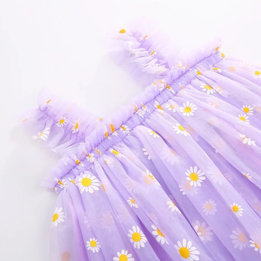 유아용 튤 드레스, 아기 여자아이 데이지 꽃 메쉬 튀튀 - Embroidery Daisy Flower 리뷰 및 가격