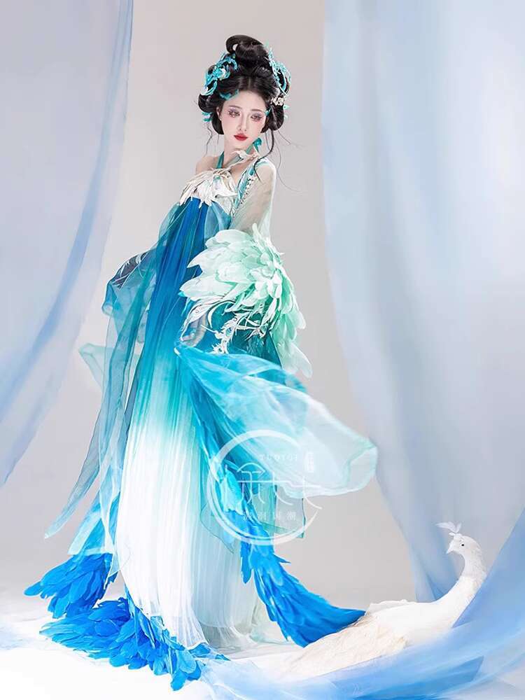 새로운 Peacock Hanfu 여성 패션 중공업 자수 - Embroidery Cotton Shirt 리뷰 및 가격