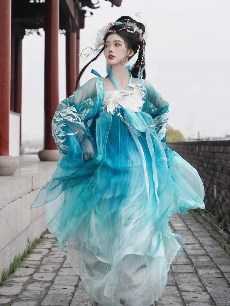 새로운 Peacock Hanfu 여성 패션 중공업 자수 - Embroidery Cotton Shirt 리뷰 및 가격